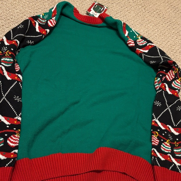 Ugly Christmas Sweater Santa Design - Green, Red, Black - Picture 3 of 3